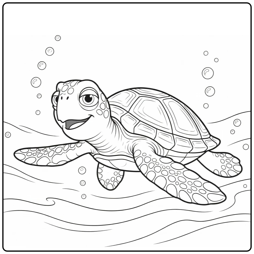 Crush finding nemo kleurplaat zeeschildpad in oceaanstroom