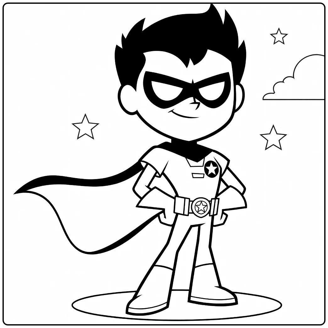 Kleurplaat Cyborg teen titans superheld met cape