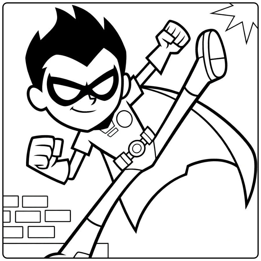 Cyborg teen titans kleurplaat Robin dynamische trap