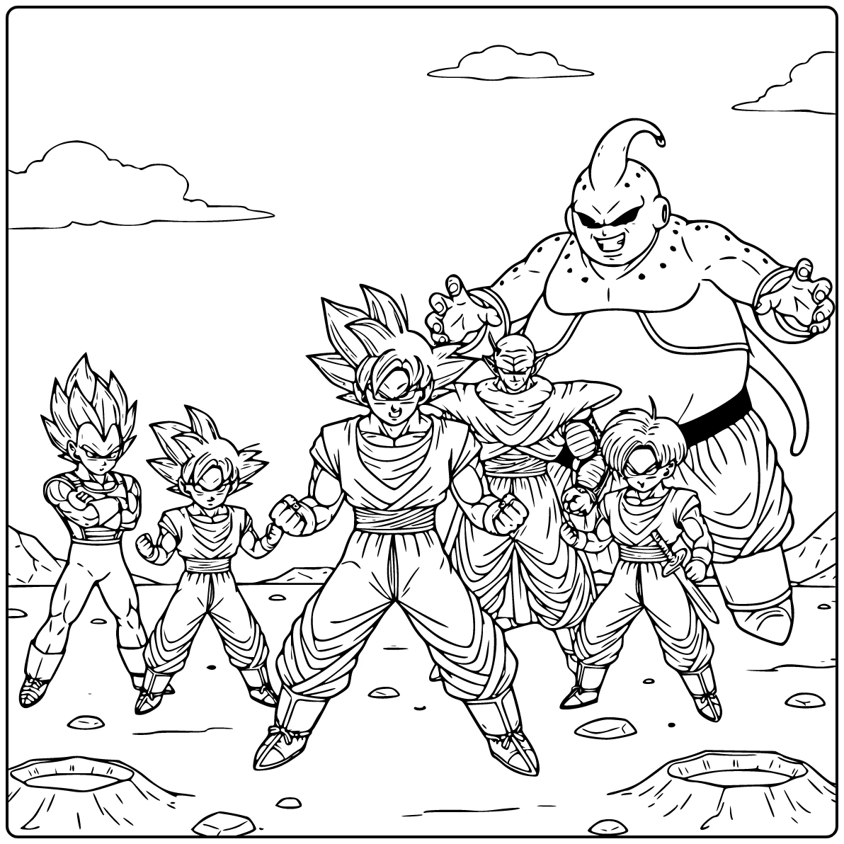 Dragon Ball kleurplaat Goku vs Vegeta finale showdown