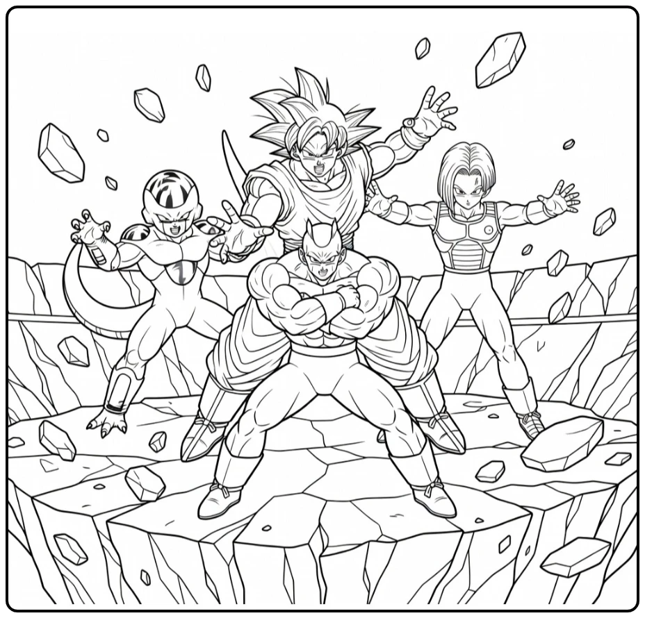 dragon ball super kleurplaat Goku Ultra Instinct reikend vooruit