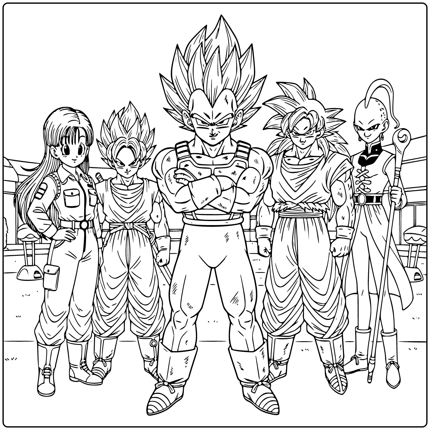 dragon ball super kleurplaat Vegeta Blue trots gekruiste armen