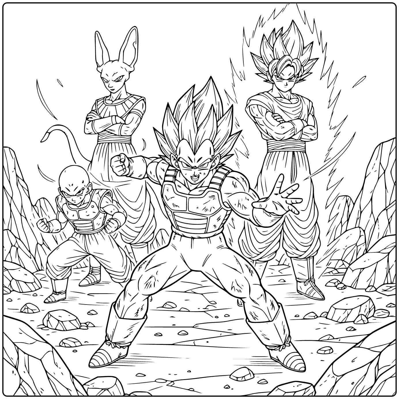 Dragon ball super kleurplaat Vegeta Blue krachtige energiepose