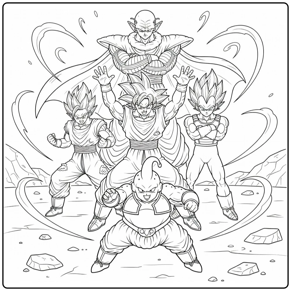 Dragon Ball Z kleurplaat Goku laadt energie op voor aanval