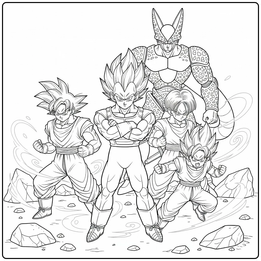 Dragon Ball Z kleurplaat Vegeta in trotse krijgerpose