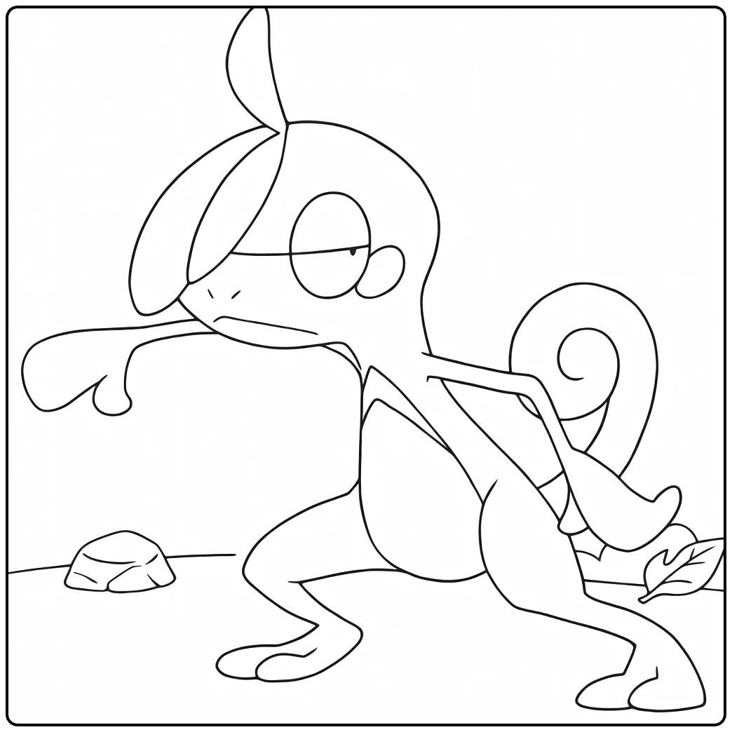 Drizzile Water Pokemon Kleurplaat in stoere pose