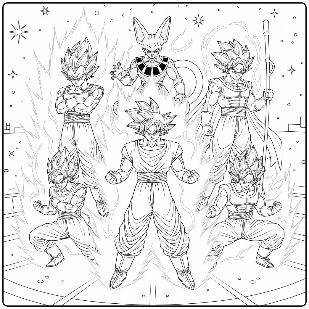 dragon ball super kleurplaat alle grote krijgers