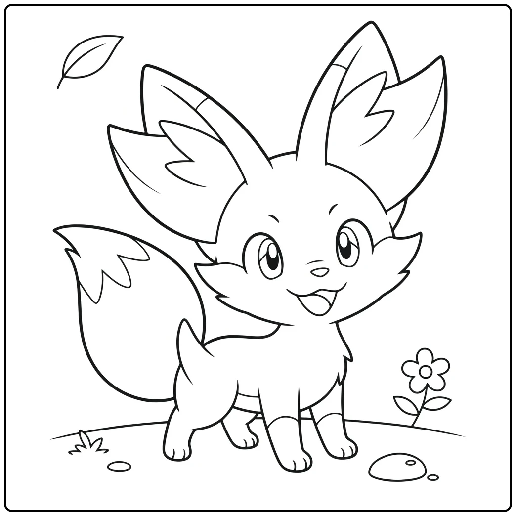 Fennekin pokemon vuur kleurplaat glimlachende vos