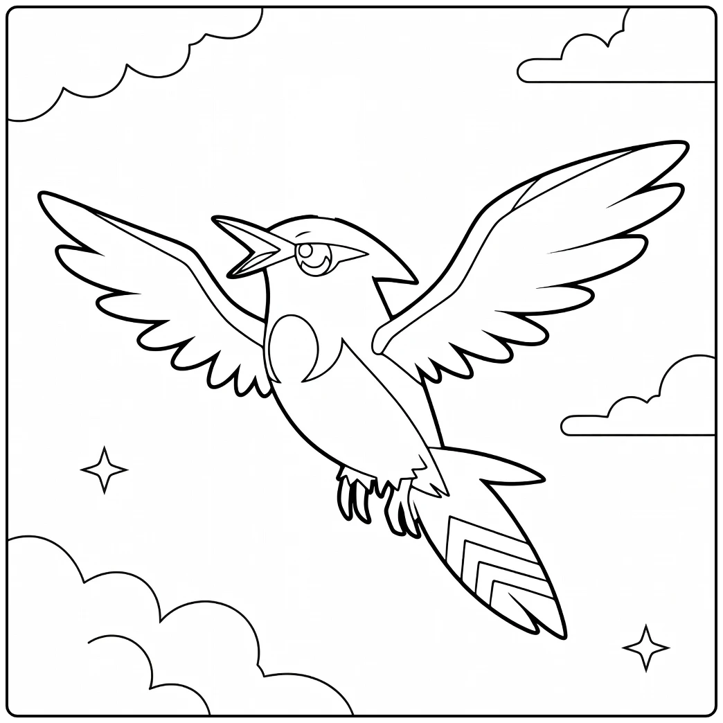 Fletchinder pokemon vuur kleurplaat vleugels wijd gespreid
