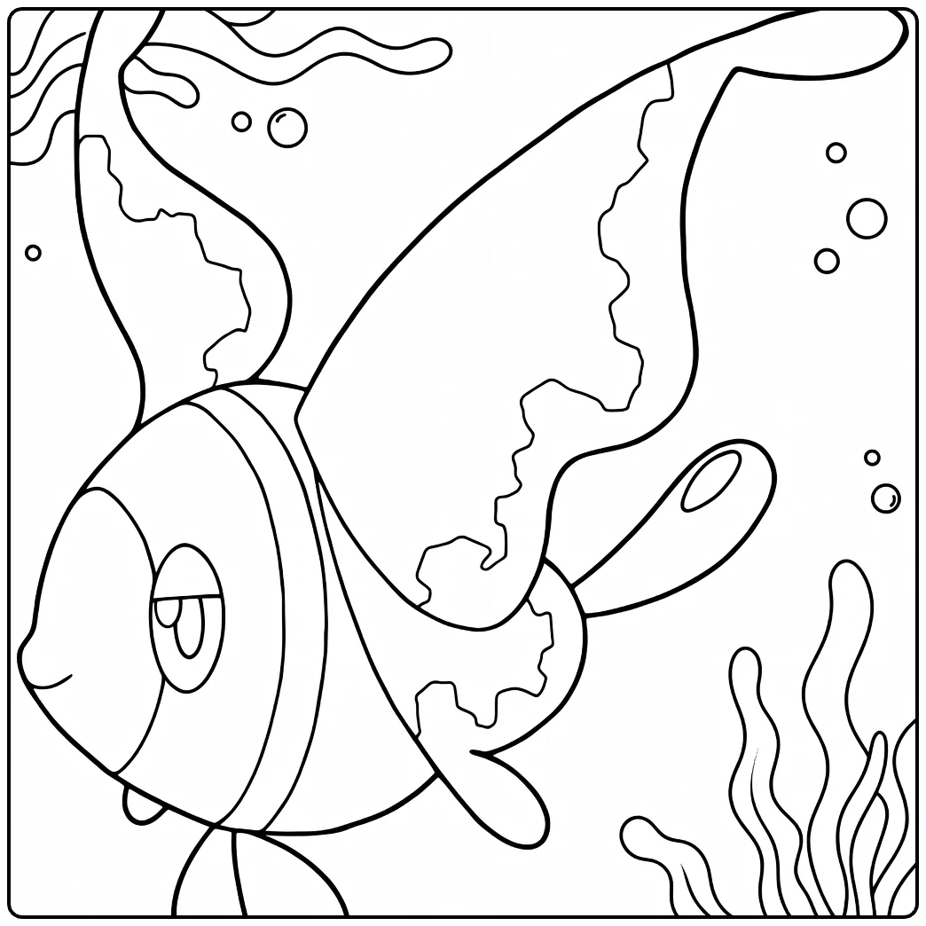 Gastrodon Water Pokemon Kleurplaat met bubbels en zeewier