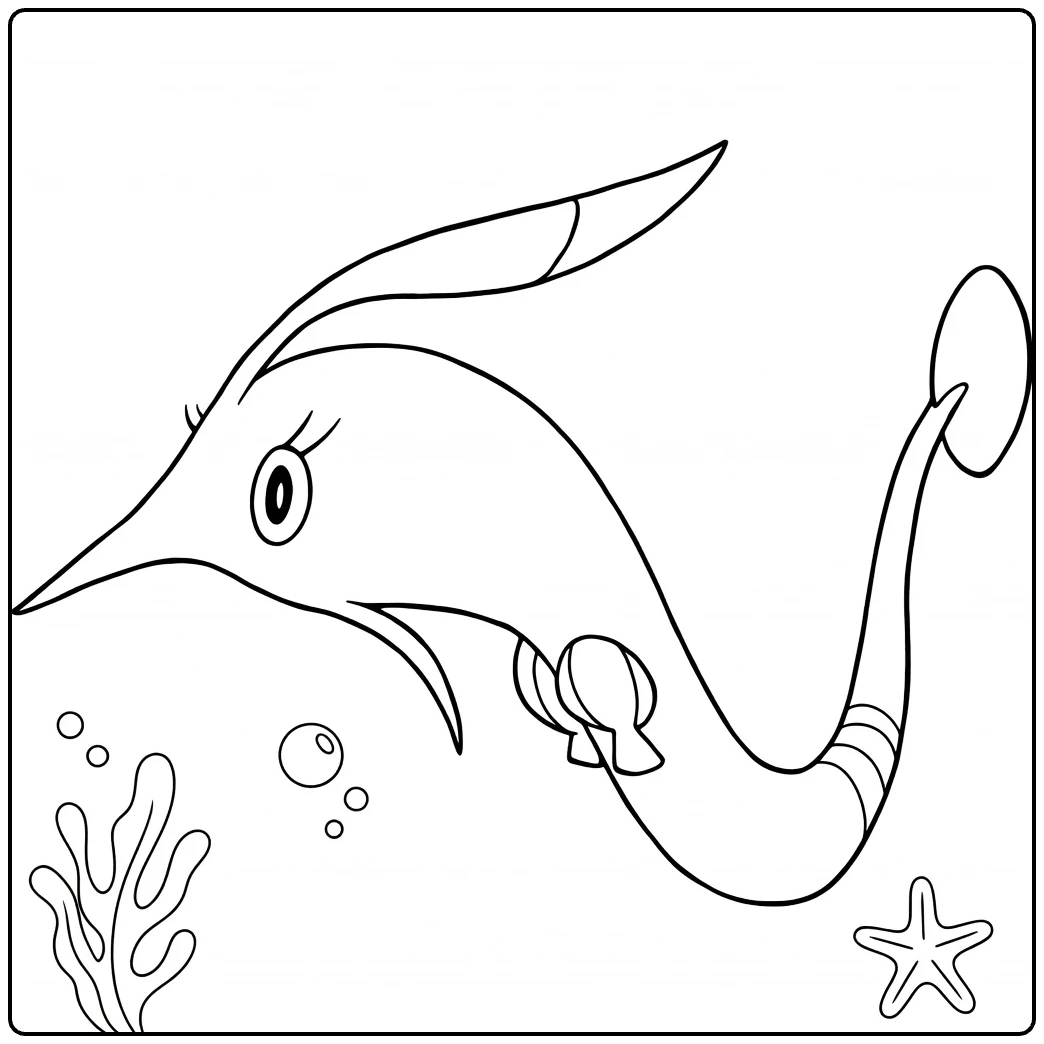 Gorebyss Water Pokemon Kleurplaat met bubbels en zeewier