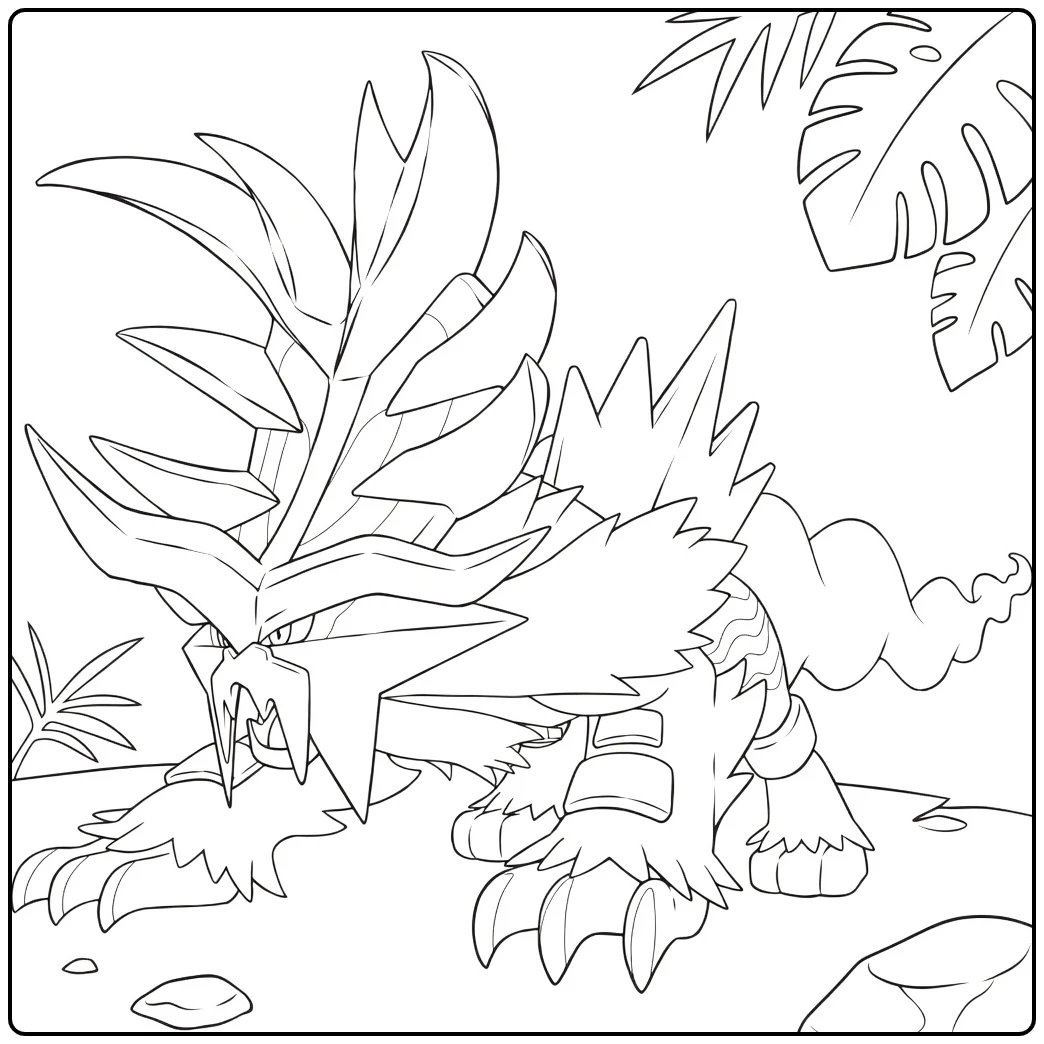 Gouging Fire pokemon vuur kleurplaat jungle scène