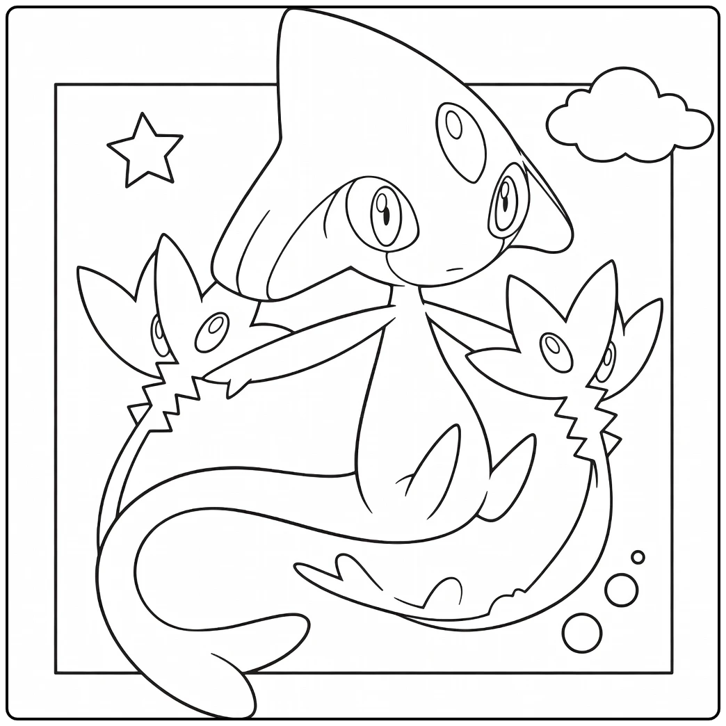 Pokemon Azelf kleurplaat: schattig met vinnen en staart