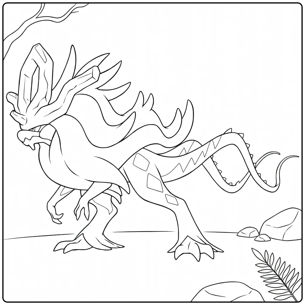 Pokemon Walking Wake kleurplaat in prehistorische pose