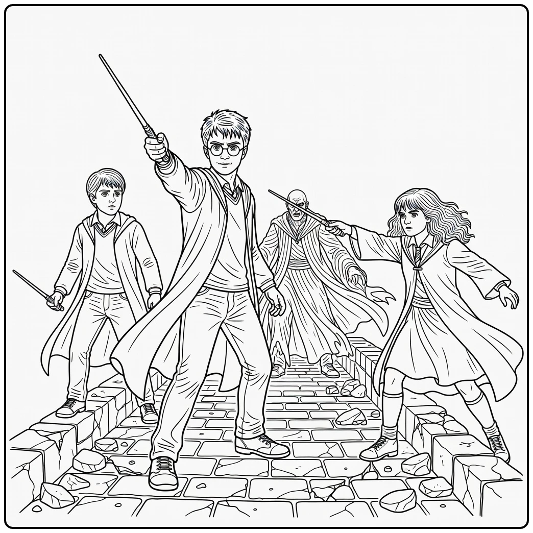 harry potter kleurplaat moeilijk: Harry tegen Voldemort