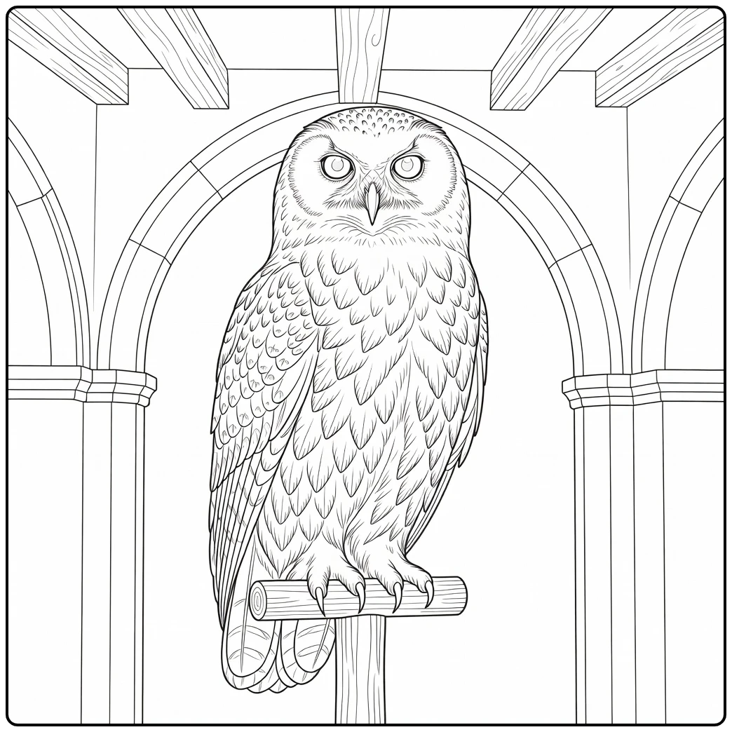 hedwig harry potter kleurplaat uil op standaard uilernis