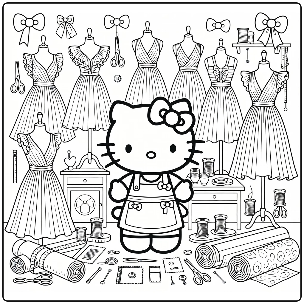 hello kitty kleurplaat moeilijk: modedesigner in studio