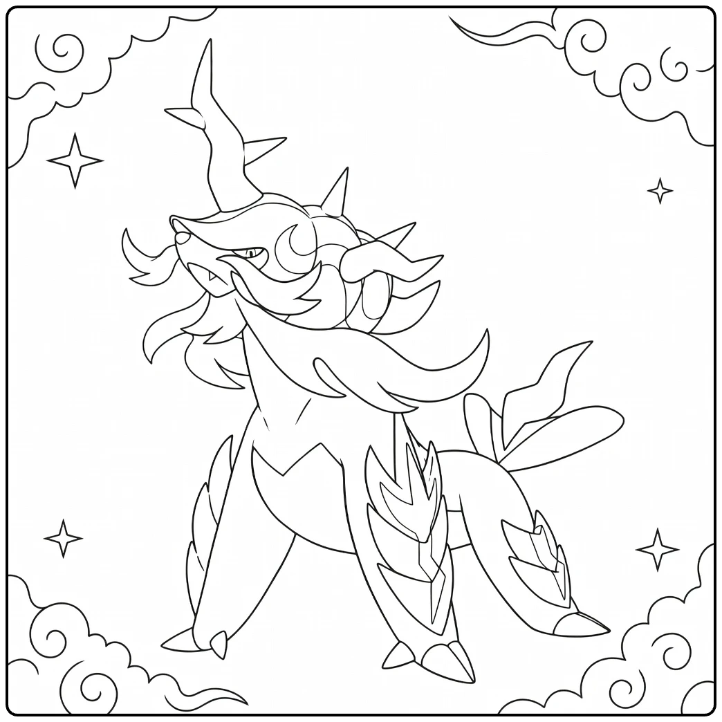Hisuian Samurott Water Pokemon Kleurplaat in machtige pose