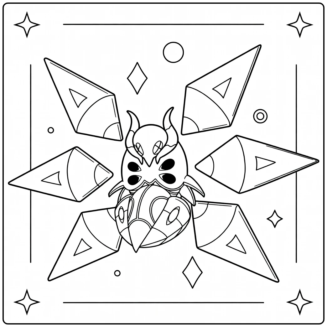 Iron Moth pokemon vuur kleurplaat met diamantvleugels