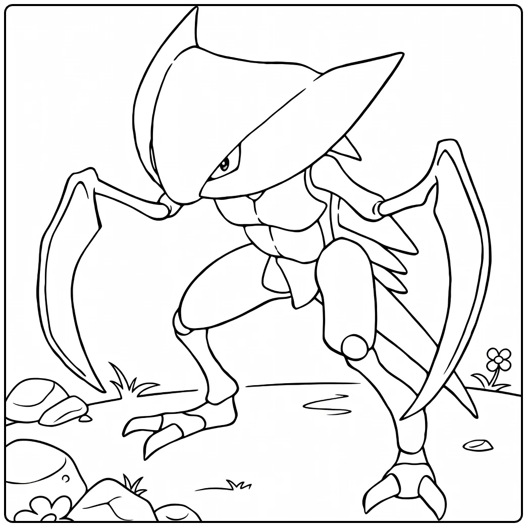 Kabutops Water Pokemon Kleurplaat in actie op rotsen