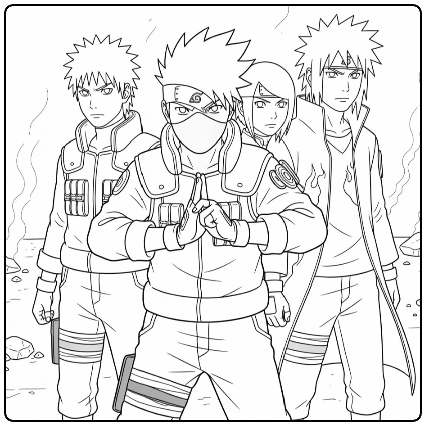 Kakashi kleurplaat: Kakashi met intense handzegel