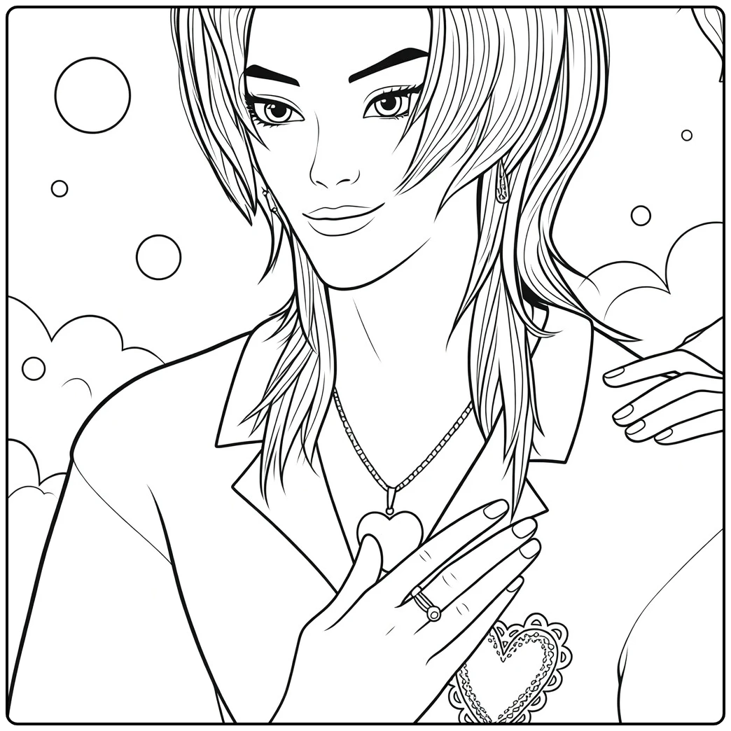 Kleurplaat kpop demon hunters Romance Saja met harten juwelen