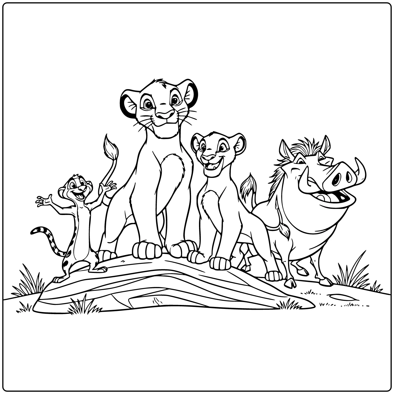 kleurplaat leeuwenkoning Simba trots op Trotsrotsrichel