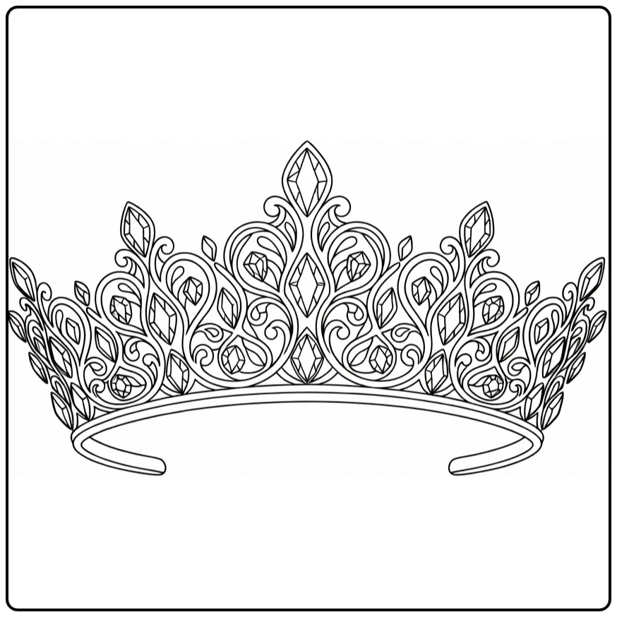 Kroon Koningsdag Kleurplaat: delicate tiara-kroon