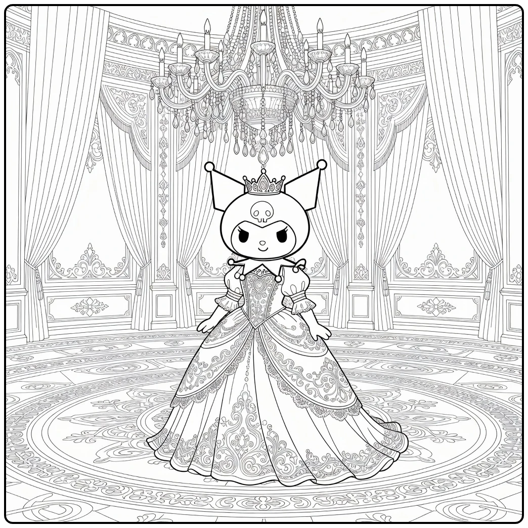 kuromi kleurplaat moeilijk: prinses in gotische zaal
