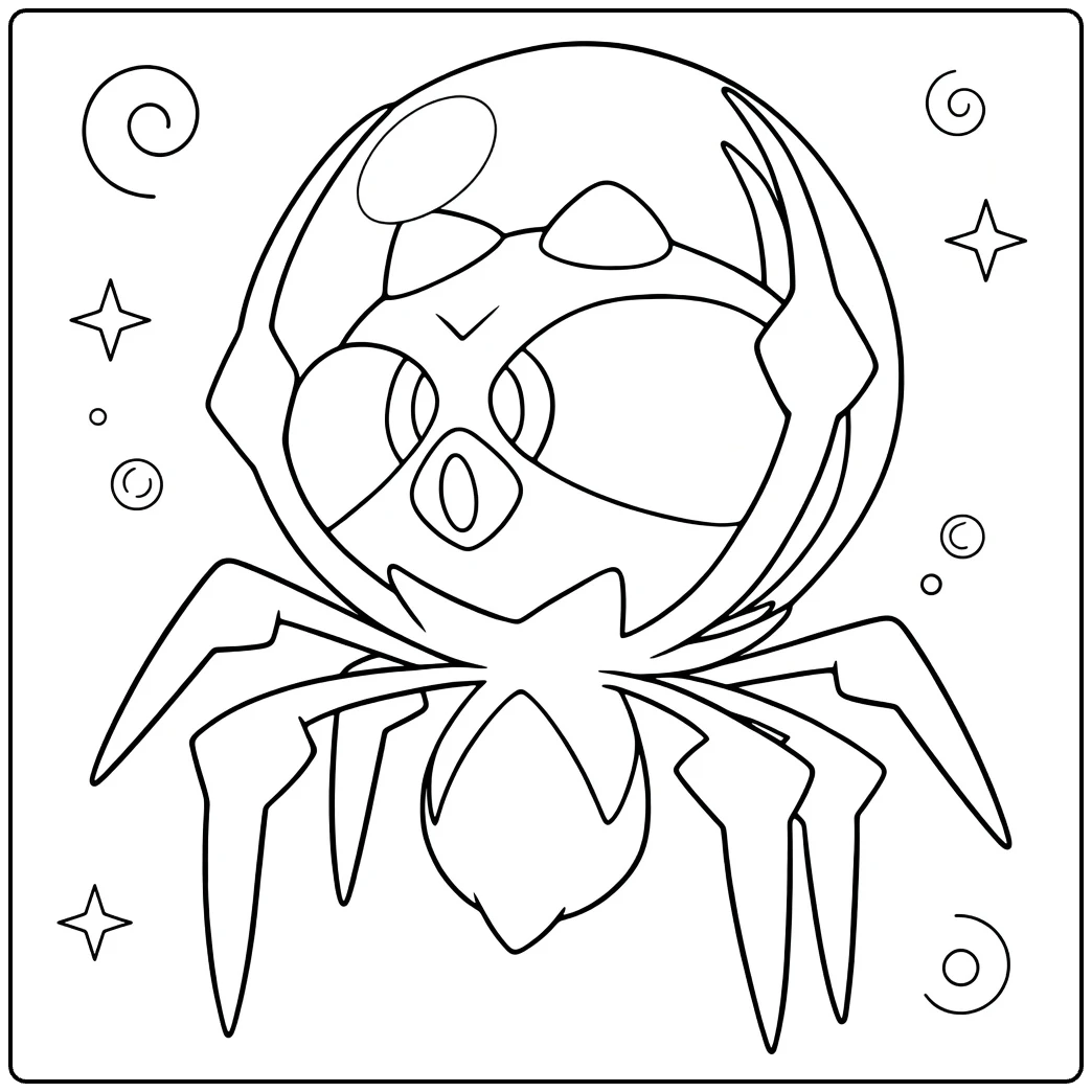 Dewpider Water Pokemon Kleurplaat met bubbelhelm