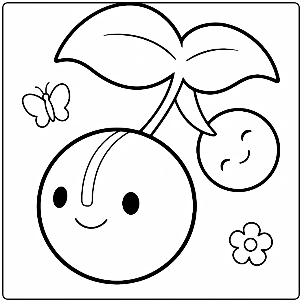 Pokemon Cherubi kleurplaat met vlinders en bloem