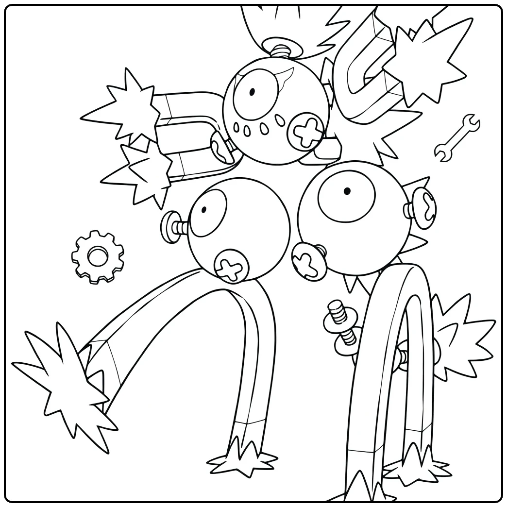 Pokemon Sandy Shocks kleurplaat met magnetische armen en ogen