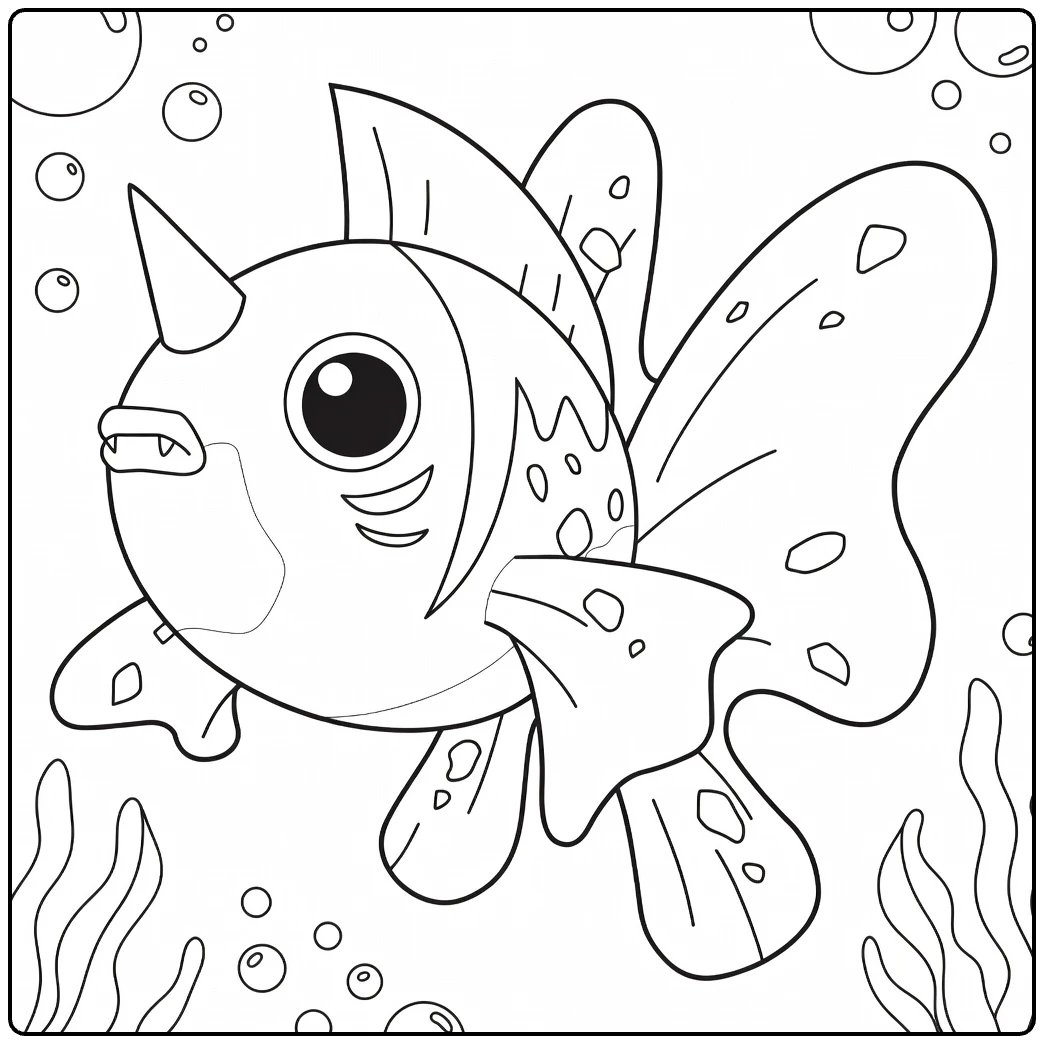 Seaking Water Pokemon Kleurplaat met bellen en zeewier