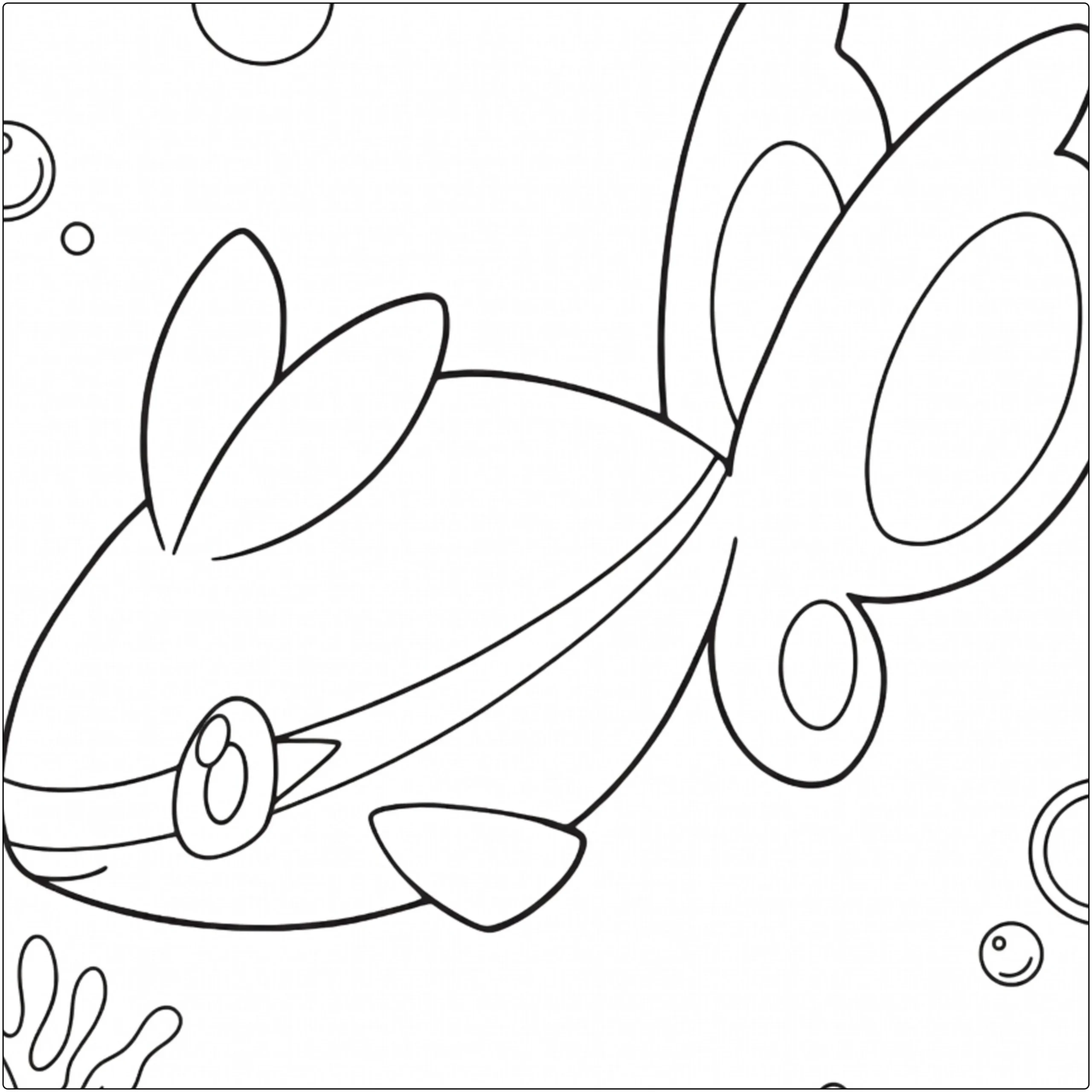 Shellos Water Pokemon Kleurplaat met bubbels