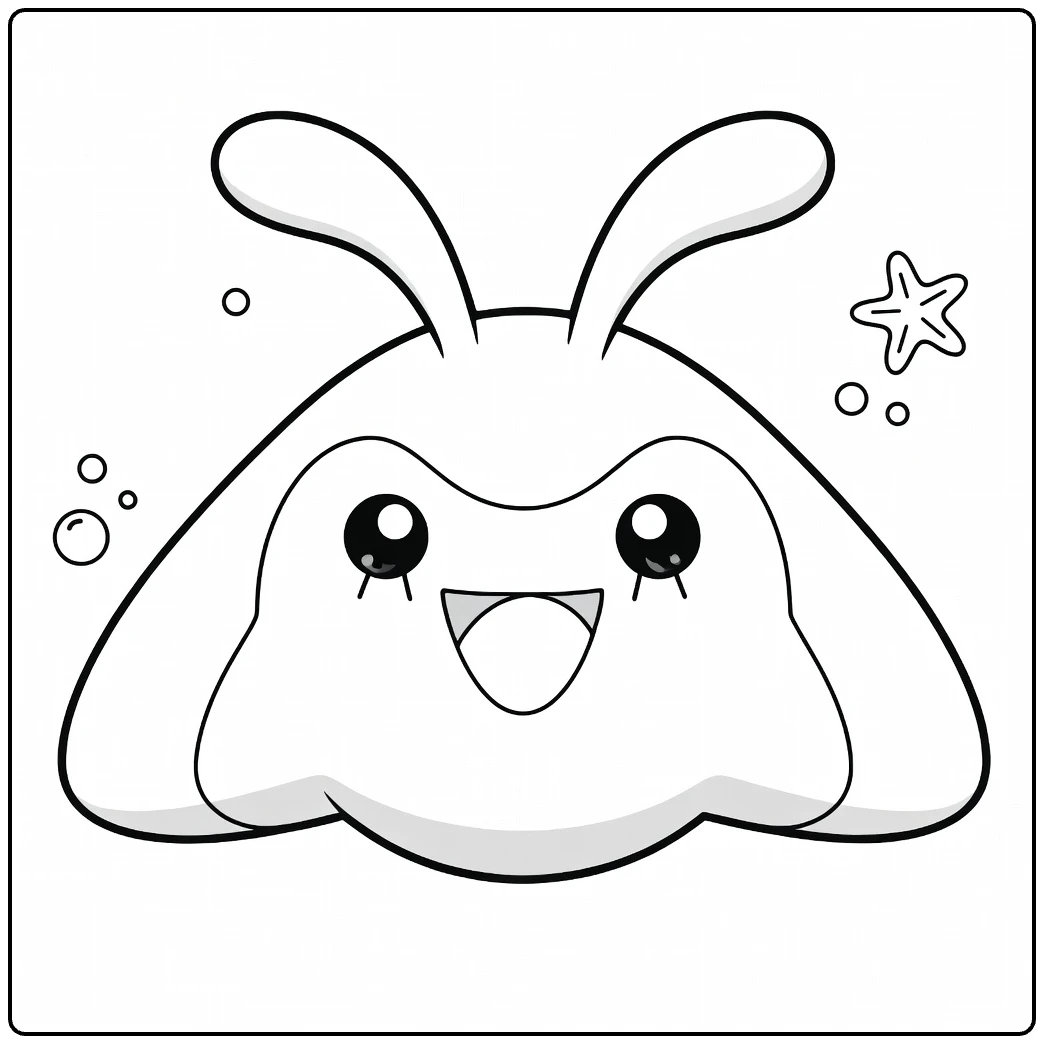Mantyke Water Pokemon Kleurplaat met bubbels en zeester