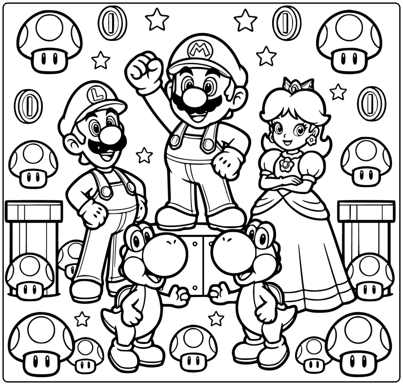 mario kleurplaat moeilijk: Mario heroïsch op verhogd blok