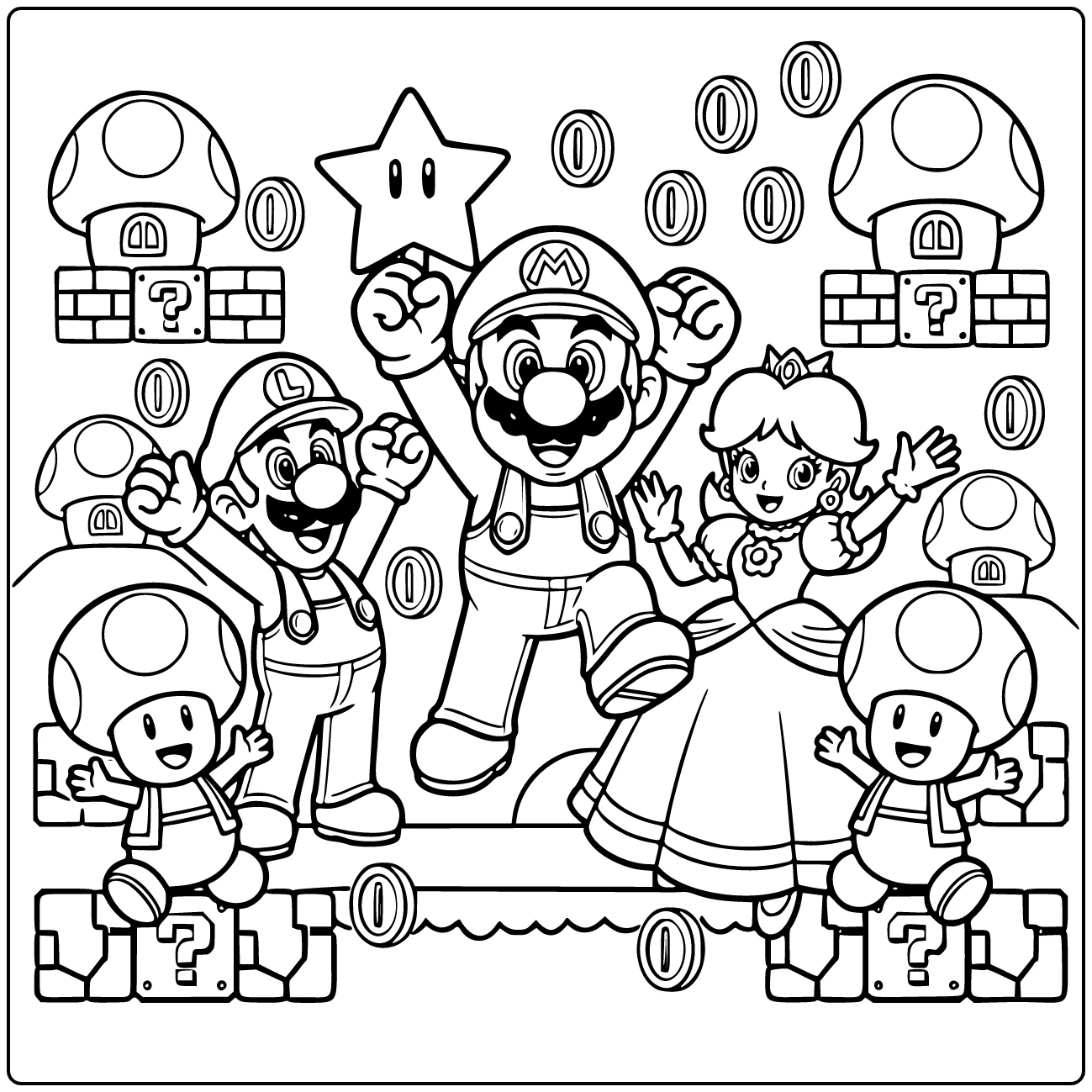 mario kleurplaat moeilijk: Mario viert superster