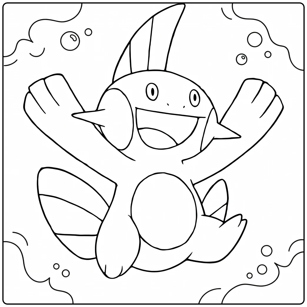 Marshtomp Water Pokemon Kleurplaat - blije Marshtomp