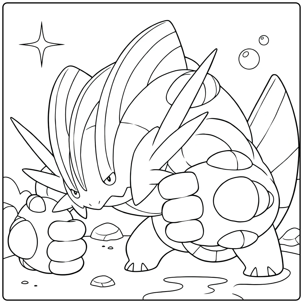 Mega Swampert Water Pokemon Kleurplaat in actie