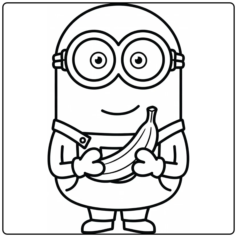 minion makkelijk kleurplaat Minion met banaan beide handen