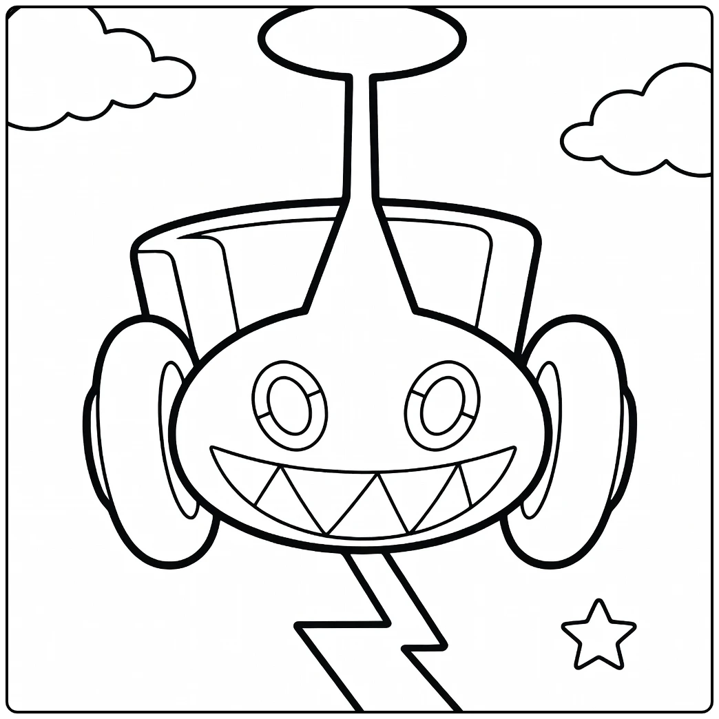 Mow Rotom Kleurplaat: grappige Pokémon maaimachine met wielen