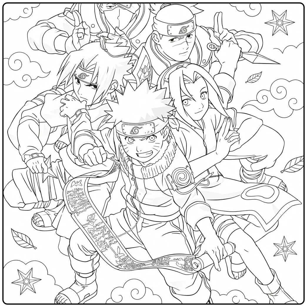 Naruto kleurplaat: epische anime ninja om in te kleuren