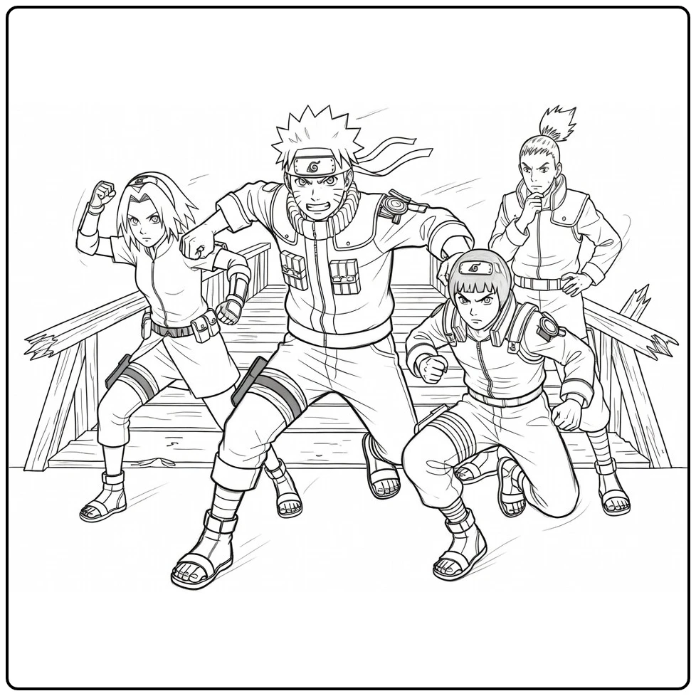 Naruto kleurplaat: Naruto Uzumaki in reddingsactie