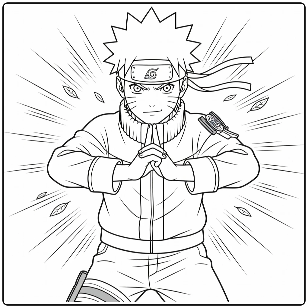 Naruto kleurplaat Naruto Uzumaki handzegel intense focus