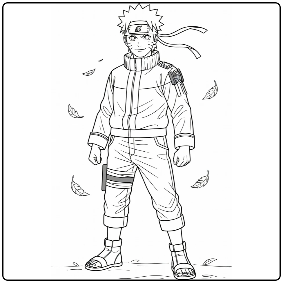 Naruto kleurplaat: Naruto Uzumaki heroïsch met hoofdband