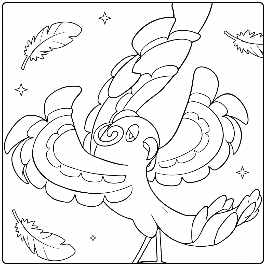 Oricorio Baile Style pokemon vuur kleurplaat met gespreide vleugels