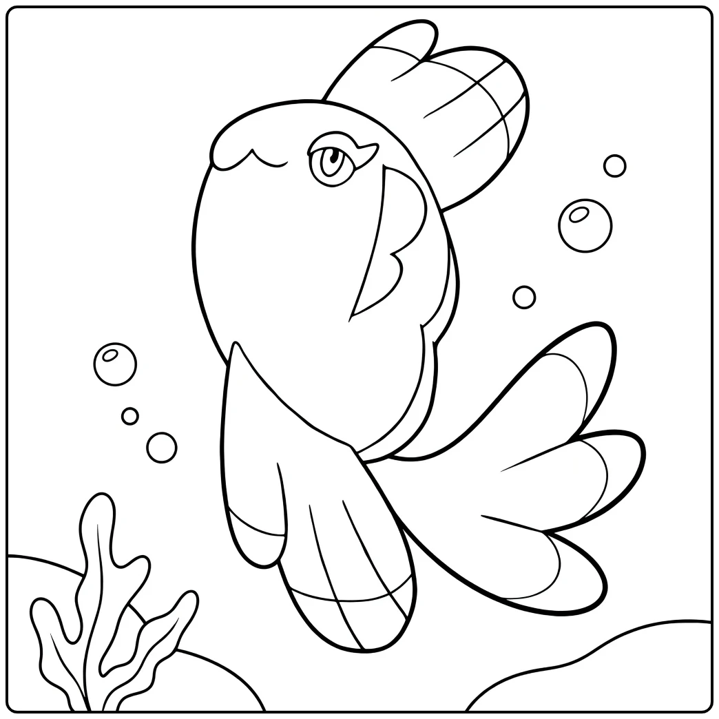 Pokemon Alomomola kleurplaat met bubbels en zeewier