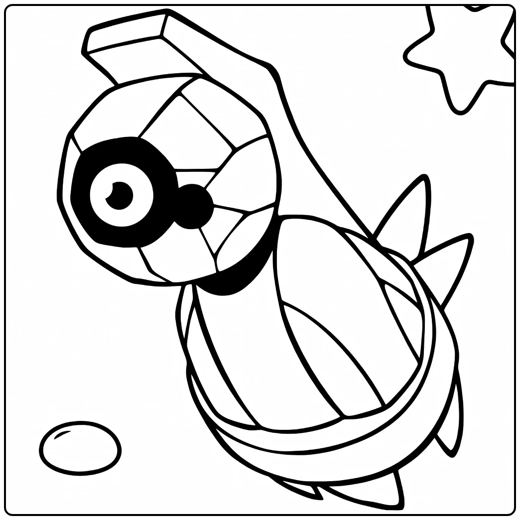 Pokemon Beldum kleurplaat met sterren en klauwen