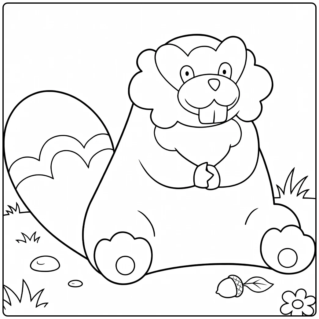 Pokemon Bibarel kleurplaat - schattige bever te kleuren