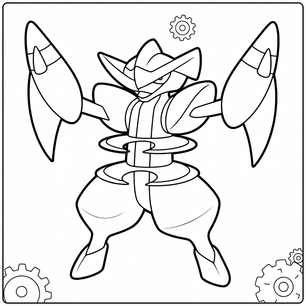 Pokemon Bisharp kleurplaat met messen en tandwielen